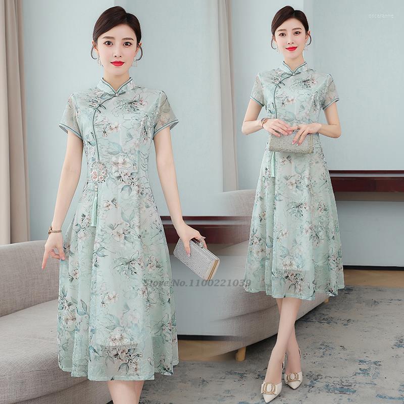 Ethnic Clothing 2022 Chinese Female Satin Dress Elegant Qipao Flower Print Vintage Cheongsam Vestidos Chiffon Party
Ethnic Clothing 2022 Chinese Female Satin Dress Elegant Qipao Flower Print Vintage Cheongsam Vestidos Chiffon Party