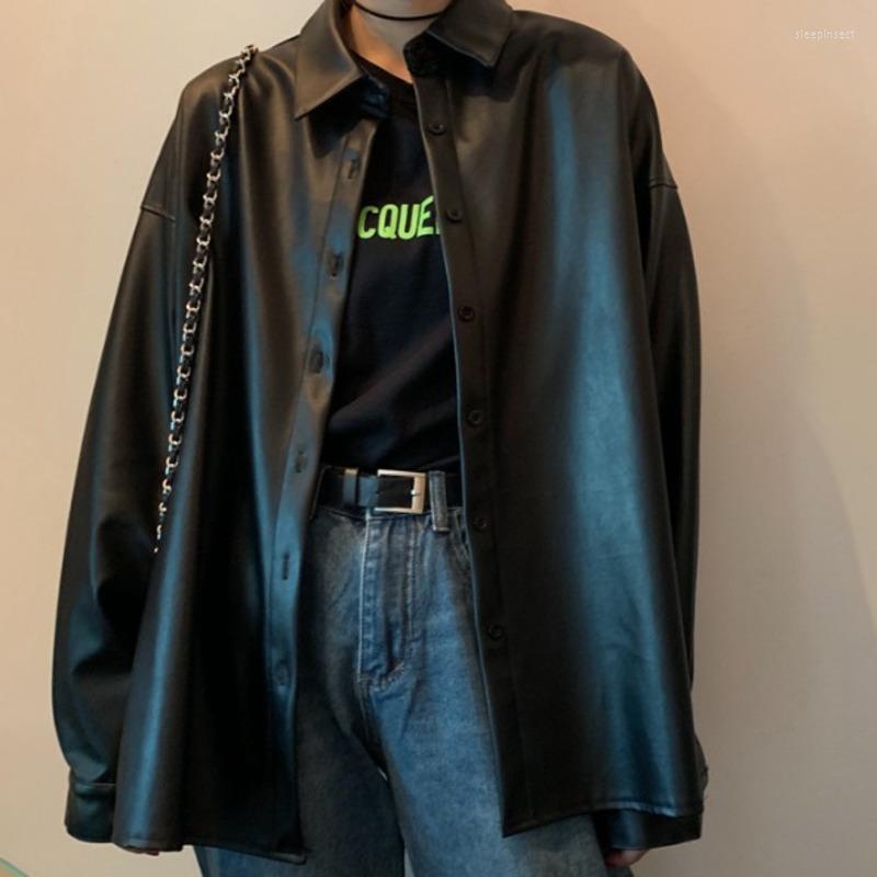 Women' Blouses Harajuku 2022 Spring Autumn Chic Women Turn-down Collar Solid Black Pu Leather Loose Blouse Shirt Faux Jacket
Women' Blouses Harajuku 2022 Spring Autumn Chic Women Turn-down Collar Solid Black Pu Leather Loose Blouse Shirt Faux Jacket