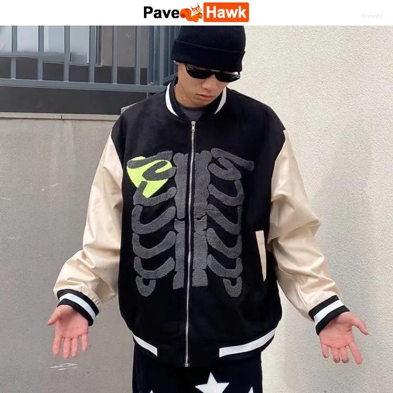 Men's Jackets Patchwork Motorcycle Jacket Men Women Chaquetas Skeleton Embroidery Hip Hop Vintage Spring Baseball Varsity Unisex Coat, Black
Men's Jackets Patchwork Motorcycle Jacket Men Women Chaquetas Skeleton Embroidery Hip Hop Vintage Spring Baseball Varsity Unisex Coat, Black