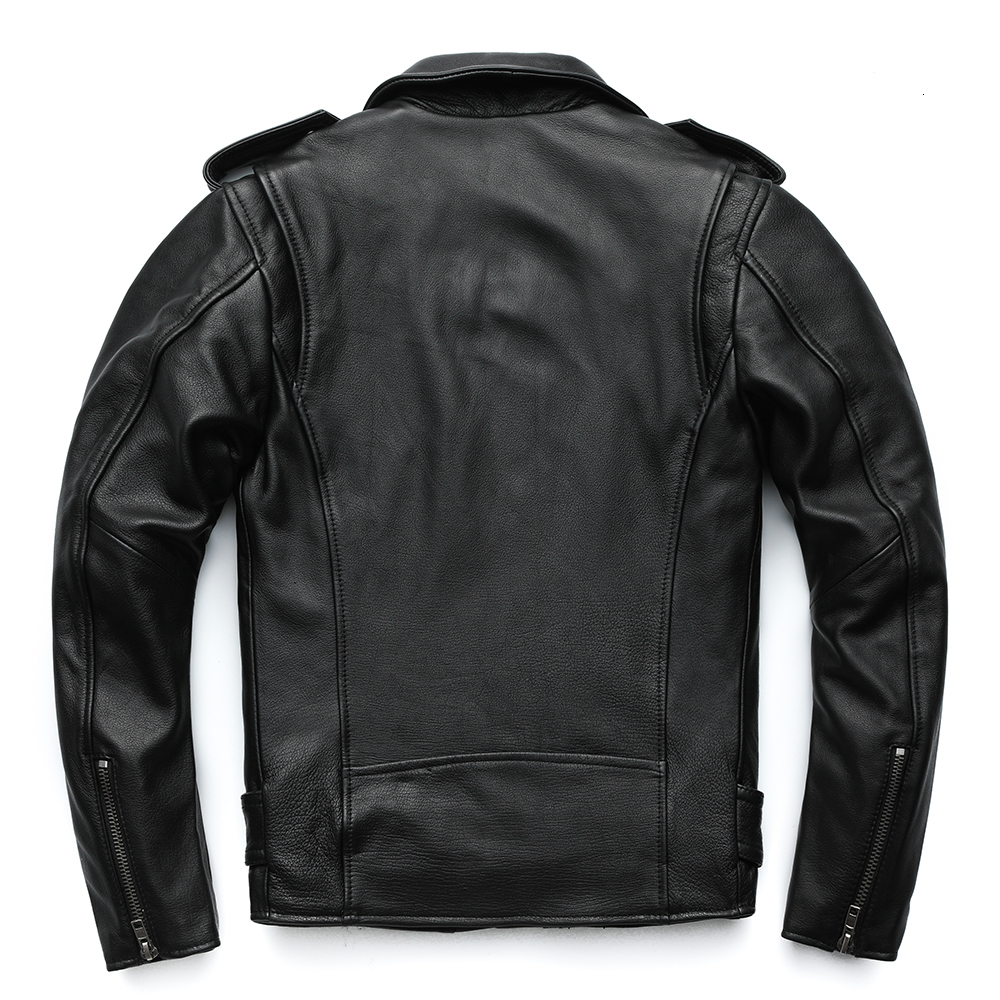 Men's Leather Faux MAPLESTEED Classical Motorcycle Jackets Men 100% Natural Cowhide Thick Moto Winter Sleeve 61-67cm 6XL M192 221201