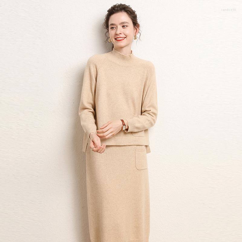 Work Dresses Women's Cashmere Suit Fashion Slim Skirt Knitted Half Turtleneck Long Sleeve Pullover Sweater Two Piece Set, Beige
Work Dresses Women's Cashmere Suit Fashion Slim Skirt Knitted Half Turtleneck Long Sleeve Pullover Sweater Two Piece Set, Beige