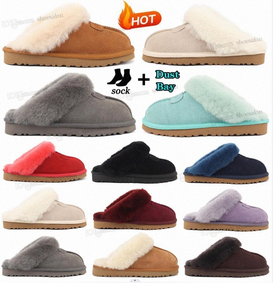 2022 sell Classic design AUS 51250 puffer sandals australian boots slippers goat coquette skin sheepskin Warm furry fluff slides Martin short uggity women wgg