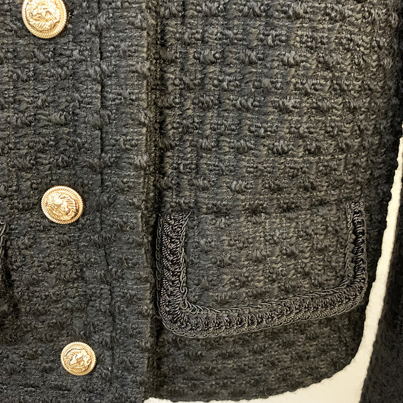 Women's Jackets HIGH STREET Fashion Jacket Wool Blends Vintage Tweed Short Coat 221201