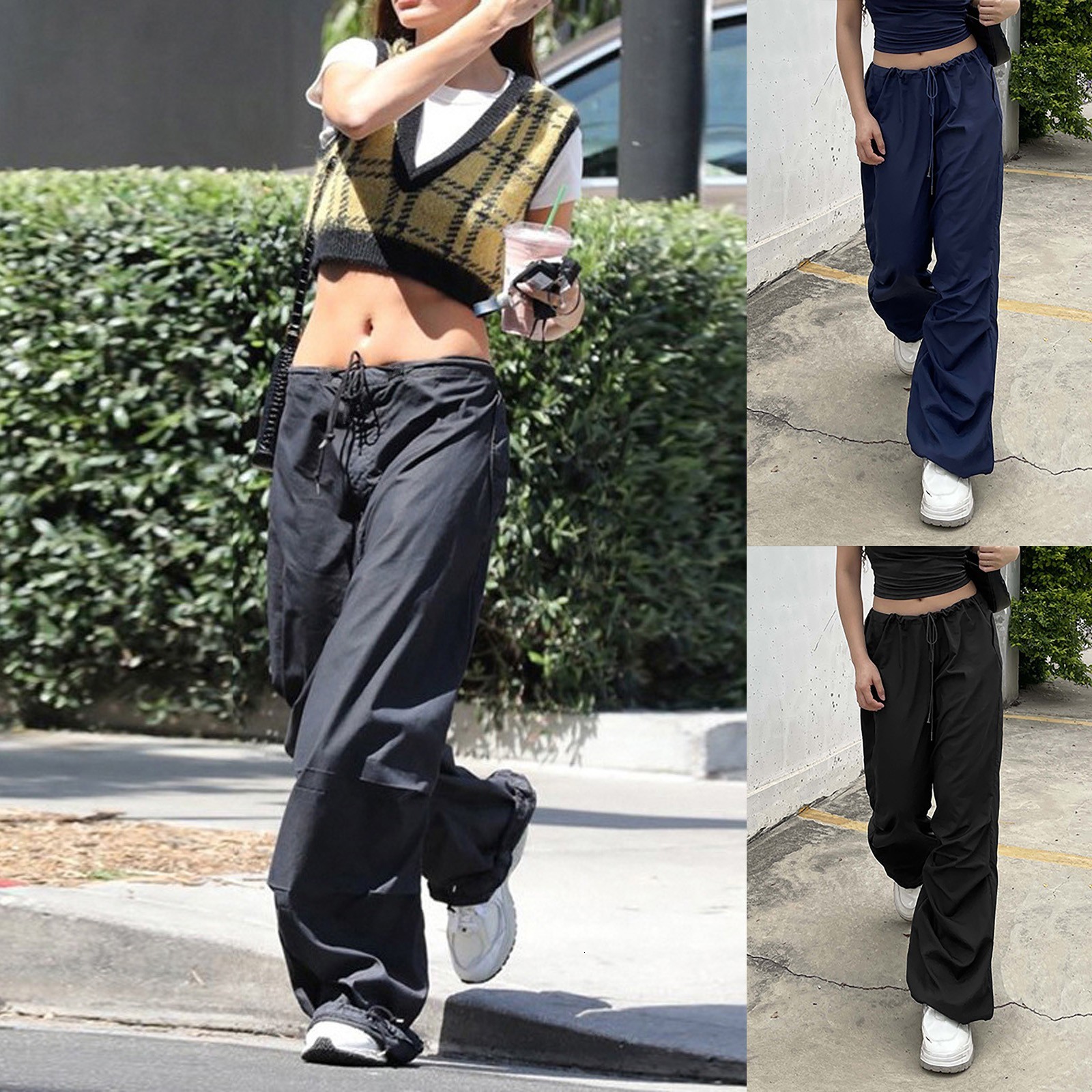 Women's Pants Capris Cargo Women Y2k Low Waist Jeans Wide Leg Loose Casual Streetwear Denim Trousers Joggers Solid Color Ropa Mujer 221202