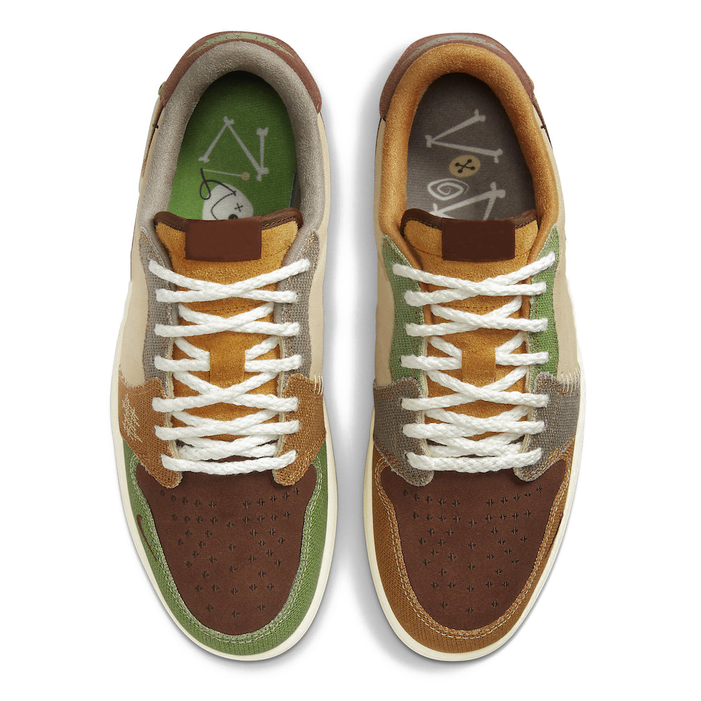 Voodoo Zion Williamson x Jumpman 1 Basketball Shoes Low Flax Muslin Fauna Brown Oil Green Sesame Moon DZ7292-200 Men Women Trainers