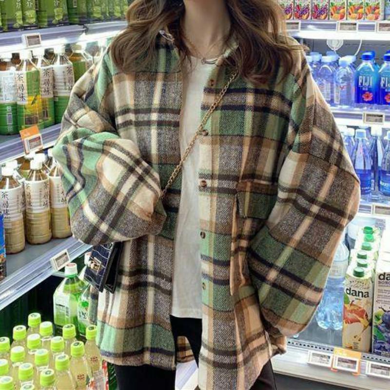Women' T Shirts Female Single-Breasted Loose Long Sleeve Tops 2 Color Women Autumn Spring Plaid T-Shirts Lady Fashion Casual Lapel, Green
Women' T Shirts Female Single-Breasted Loose Long Sleeve Tops 2 Color Women Autumn Spring Plaid T-Shirts Lady Fashion Casual Lapel, Green