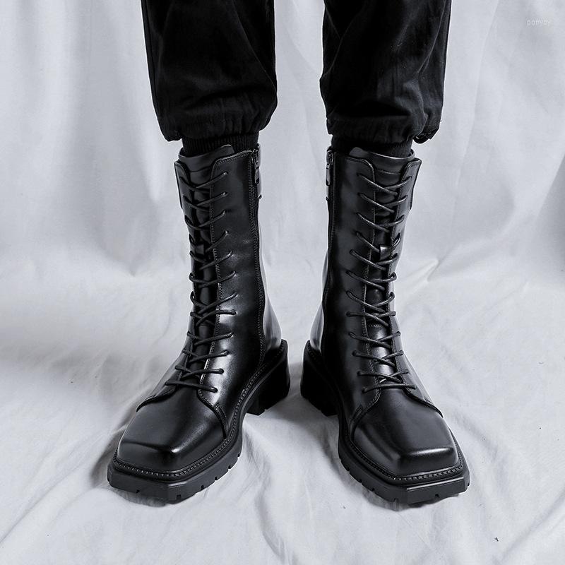 Boots Men Streetwear Fashion Casual High Tube Square Toe Shoes Male Vintage Punk Rock Leather Motorcycle, 5928
Boots Men Streetwear Fashion Casual High Tube Square Toe Shoes Male Vintage Punk Rock Leather Motorcycle, 5928