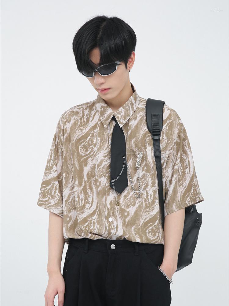 Men's Casual Shirts Summer Men's Shirt Wear Korean Fashion Personalized Chain Design 2023 Contrast Color Turn-down Collar Short Sleeve, Khaki
Men's Casual Shirts Summer Men's Shirt Wear Korean Fashion Personalized Chain Design 2023 Contrast Color Turn-down Collar Short Sleeve, Khaki