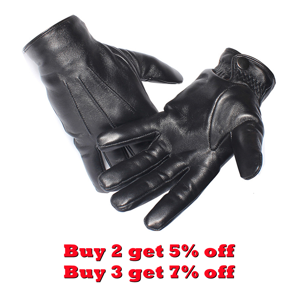 Five Fingers Gloves GOURS Winter Men Genuine Leather Touch Screen Black Real Sheepskin Wool Lining Warm Driving GSM050 221202