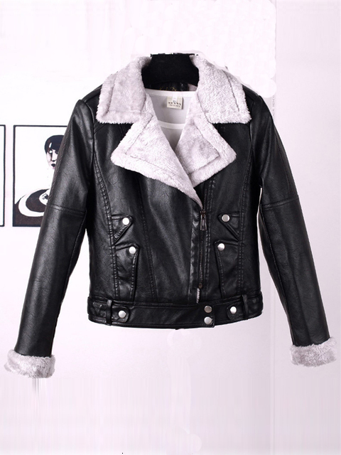 Women's Leather Faux Aelegantmis Autumn Winter Jacket Women Fur Coat Ladies Slim Short Motorcyle Biker Basic Warm Plush Outerwear 221201