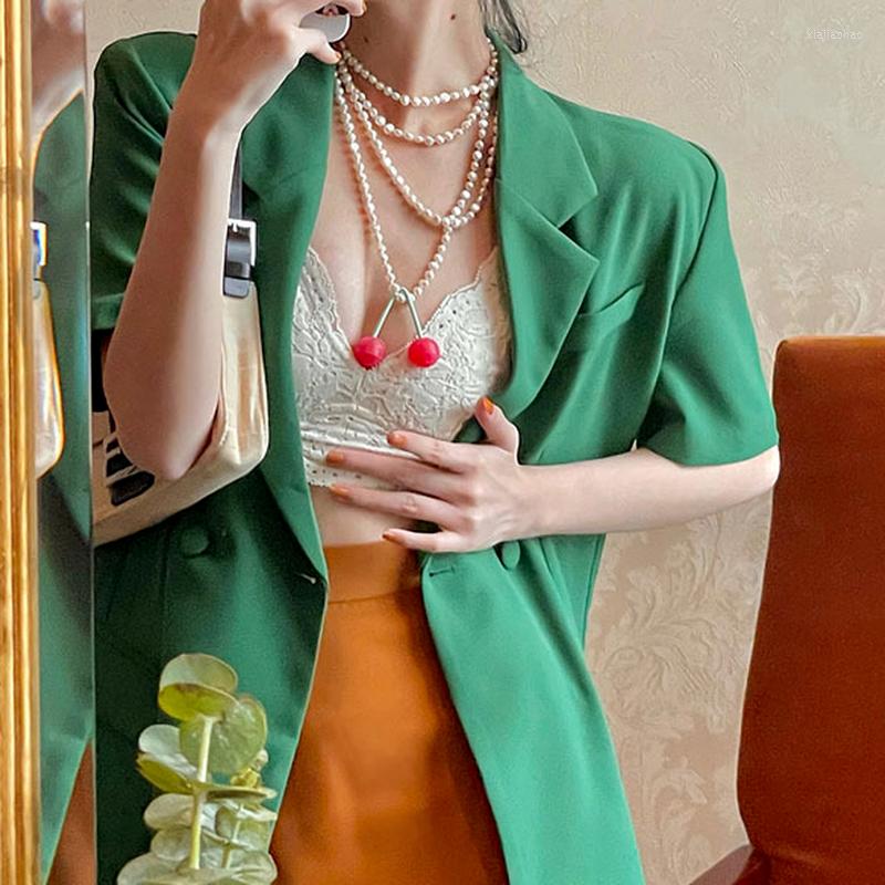 Women' Suits Vintage Short Sleeve Green Suit Jacket Casual Spring And Summer 2022 Fashion Thin Temperament Retro Solid Women Clothing
Women' Suits Vintage Short Sleeve Green Suit Jacket Casual Spring And Summer 2022 Fashion Thin Temperament Retro Solid Women Clothing