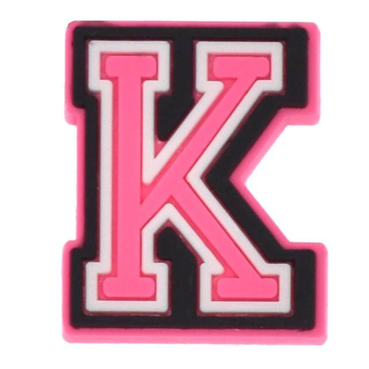DIY custom English letter garden shoe charms pvc pink soft rubber decoration buckle for clog bracelet wristband charm