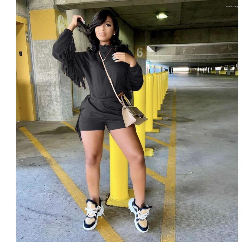 Women's Tracksuits Casaul Women Tracksuit Two Piece Set Tassel Shirt Short Pants Solid Color Sportsuit Matching Clothes For Outfit, Black
Women's Tracksuits Casaul Women Tracksuit Two Piece Set Tassel Shirt Short Pants Solid Color Sportsuit Matching Clothes For Outfit, Black