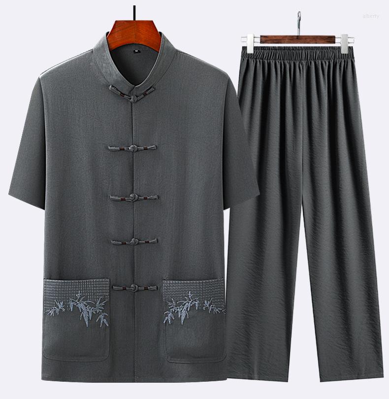Ethnic Clothing Chinese Traditional Embroidered Tang Suit Men's Short-Sleeved Trousers Loungewear Set Summer Cotton Linen Tai
Ethnic Clothing Chinese Traditional Embroidered Tang Suit Men's Short-Sleeved Trousers Loungewear Set Summer Cotton Linen Tai