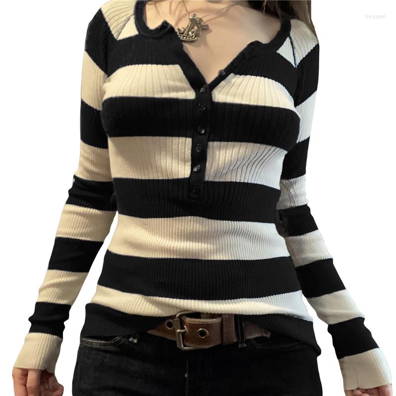 Women' Blouses Women Vintage Fairy Grunge Y2K Striped Long Sleeve Shirt Slim Fit Knitted Buttons Tunic Tops Jumpers Autumn Winter Clothing
Women' Blouses Women Vintage Fairy Grunge Y2K Striped Long Sleeve Shirt Slim Fit Knitted Buttons Tunic Tops Jumpers Autumn Winter Clothing