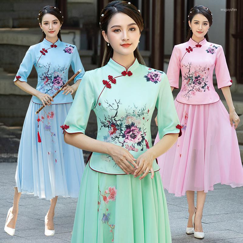 Ethnic Clothing Printed Tang Suit Slim Cheongsam Fashion Tops Short Women's Two-Piece
Ethnic Clothing Printed Tang Suit Slim Cheongsam Fashion Tops Short Women's Two-Piece