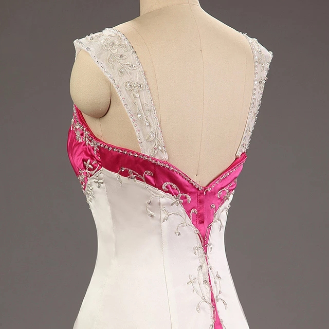 Designer White And Red Wedding Dress Silver Embroidered Satin Bridal Gowns Vintage A Line Straps Sleeveless Country Pastrol Vestido De Novia 2023