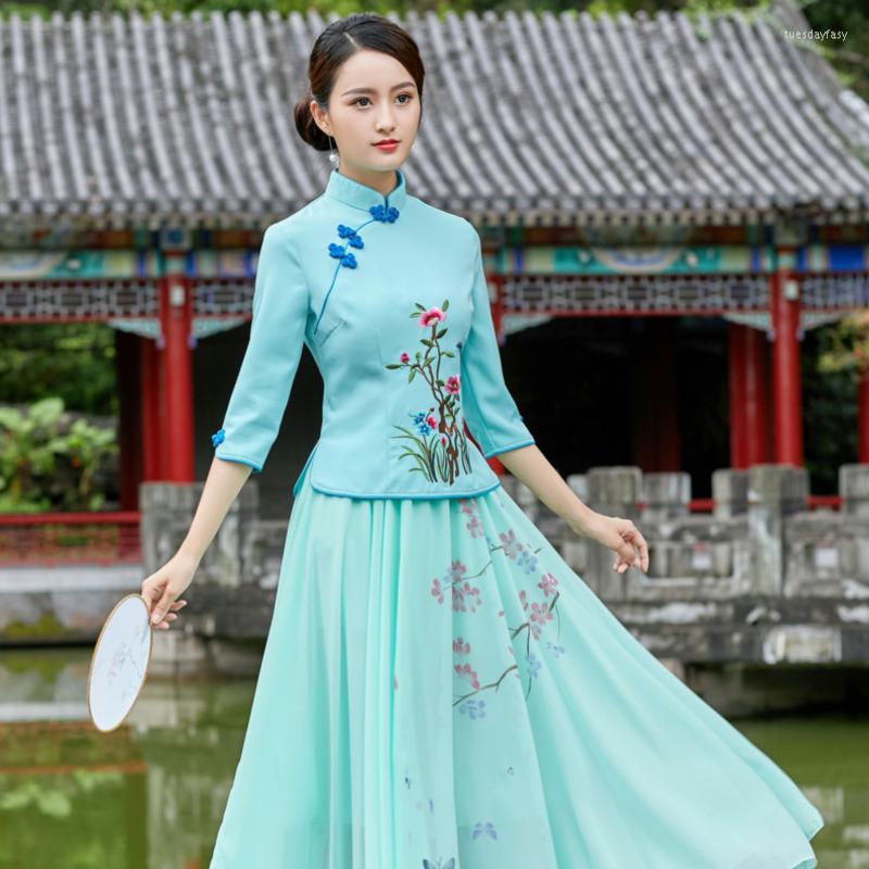 Ethnic Clothing China Shirts Sets Blouse And Chiffon Skirt Suits Traditional Chinese Ladies Suit Plus Size
Ethnic Clothing China Shirts Sets Blouse And Chiffon Skirt Suits Traditional Chinese Ladies Suit Plus Size