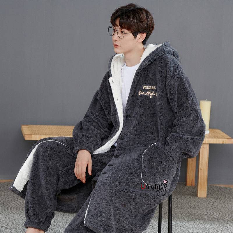 Men's Sleepwear Nightgown Long Winter Thick Warm Bathrobe Pajamas Coral Fleece Plus oversized 6xl Hood House Robe Set for Men 221201, 3801grey robe pant
Men's Sleepwear Nightgown Long Winter Thick Warm Bathrobe Pajamas Coral Fleece Plus oversized 6xl Hood House Robe Set for Men 221201, 3801grey robe pant