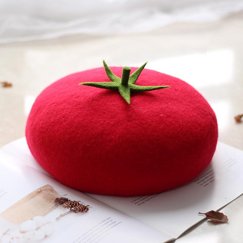 Berets Autumn Winter Red Painter Hat Girl Sesame Seed Cake Woolen Sweet Fruit Beret Lucky Persimmon
Berets Autumn Winter Red Painter Hat Girl Sesame Seed Cake Woolen Sweet Fruit Beret Lucky Persimmon