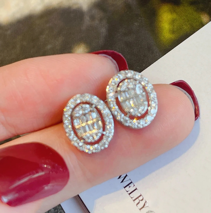 46 styleTrendy Real 925 Silver Lab Moonstone Stud Earring Party Wedding Earrings for Women men Charm Engagement Jewelry Other Gift