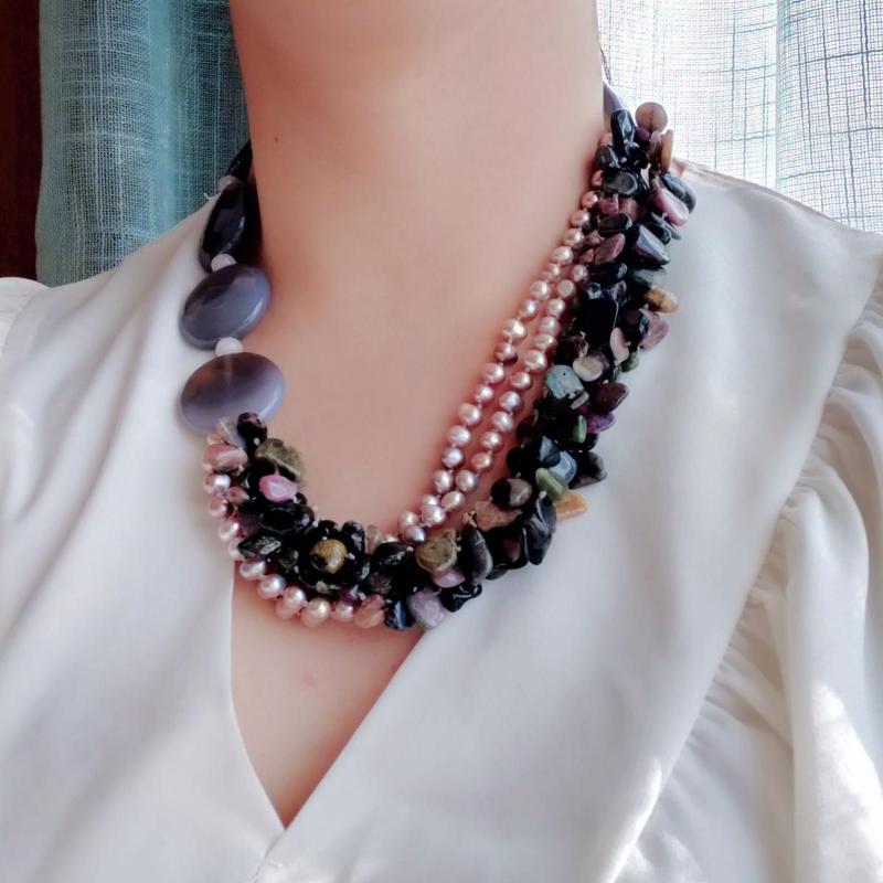 Choker Lii Ji Statement Necklace Genuine Stone Tourmaline Purple Freshwater Pearl Grey Agates 6 Rows Unique 53cm Women Jewelry
Choker Lii Ji Statement Necklace Genuine Stone Tourmaline Purple Freshwater Pearl Grey Agates 6 Rows Unique 53cm Women Jewelry