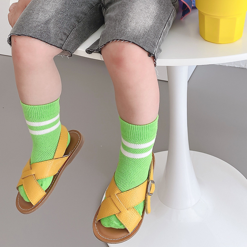 Leggings Tights 4 Pairs Lot Kids Knee High Socks Children Toddler Girls Boy Summer Cotton Mesh Cute For School Long Sock Kawaii Baby Accessories 22120
