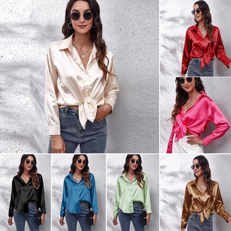 Women' Polos Autumn Women' Shirt Faux Silk Satin Top Casual Long Sleeve Blouses Button Lapel Shirts Elegant Rose Tops OL Women, Champagne
Women' Polos Autumn Women' Shirt Faux Silk Satin Top Casual Long Sleeve Blouses Button Lapel Shirts Elegant Rose Tops OL Women, Champagne
