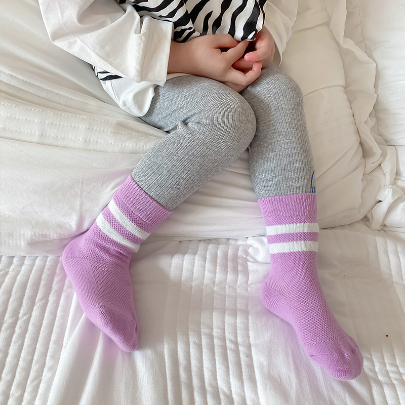 Leggings Tights 4 Pairs Lot Kids Knee High Socks Children Toddler Girls Boy Summer Cotton Mesh Cute For School Long Sock Kawaii Baby Accessories 22120