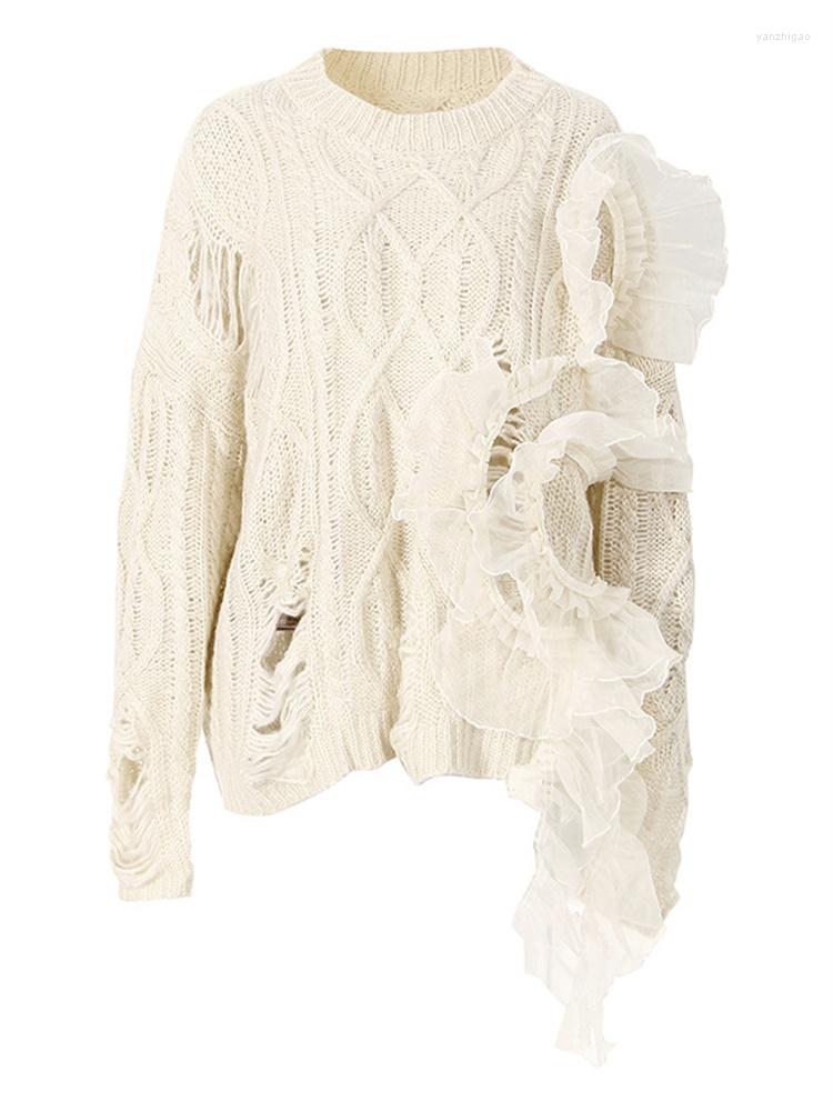 Women' T Shirts Casual Lazy Wind Hole Sweater 2022 Autumn Stitching Mesh Ruffled Twist Mid-length Knitted Vintage Clothes For Women Goth, White
Women' T Shirts Casual Lazy Wind Hole Sweater 2022 Autumn Stitching Mesh Ruffled Twist Mid-length Knitted Vintage Clothes For Women Goth, White