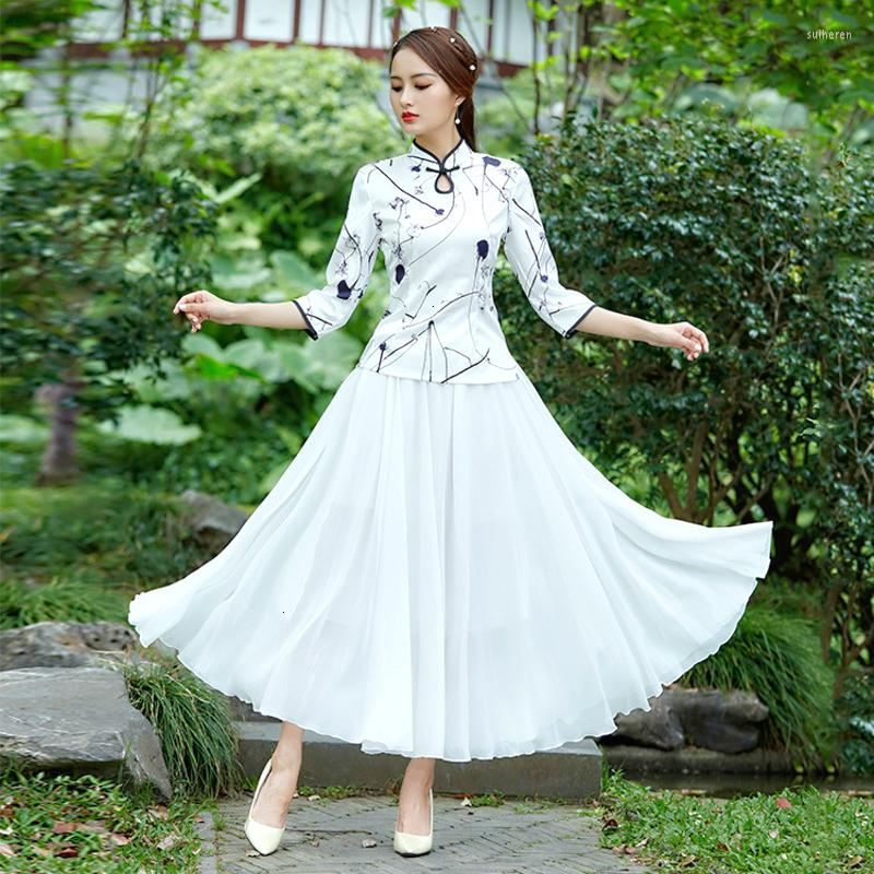 Ethnic Clothing Ladies White Blouse Sets Chinese Cheongsam Shirts Plain Shirt Vintage Tops Classical Beautiful Suit
Ethnic Clothing Ladies White Blouse Sets Chinese Cheongsam Shirts Plain Shirt Vintage Tops Classical Beautiful Suit