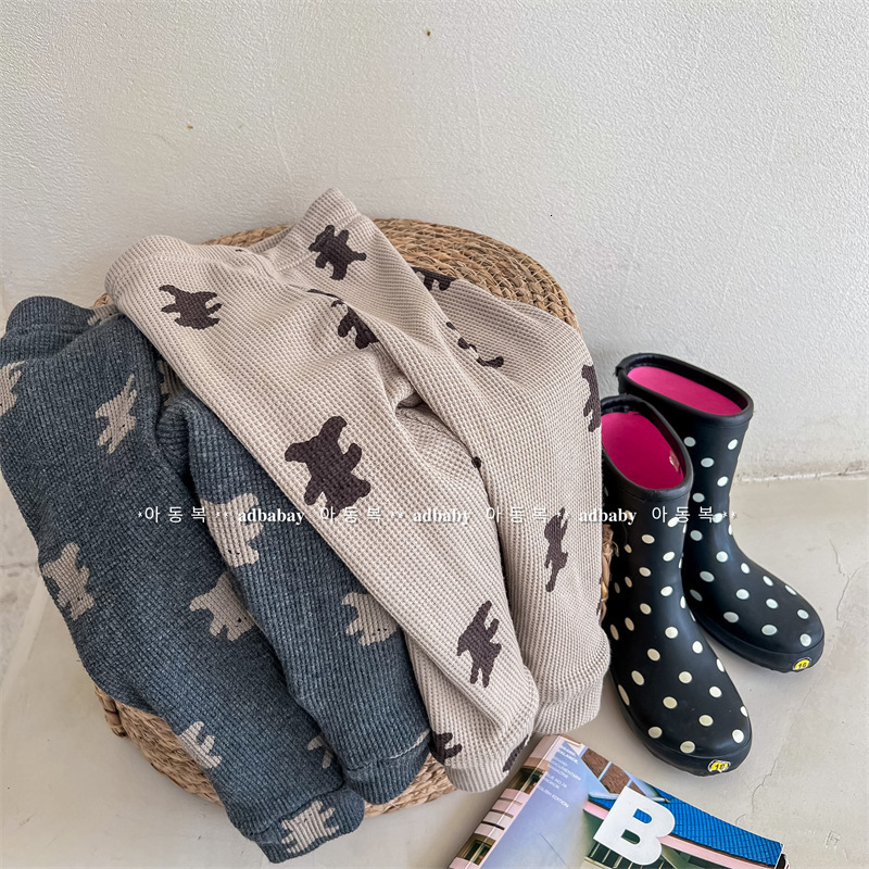 Leggings Tights Winter Children Warm Fleece Cute Cartoon Bear Print Girls Cotton Baby Girl Plus Velvet Thick Pants 221203