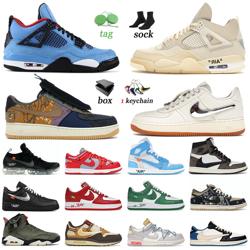 Jumpman Travis Scott Bassketball Shoes Running Offwhite Womens Mens Jordan 1 4 …
