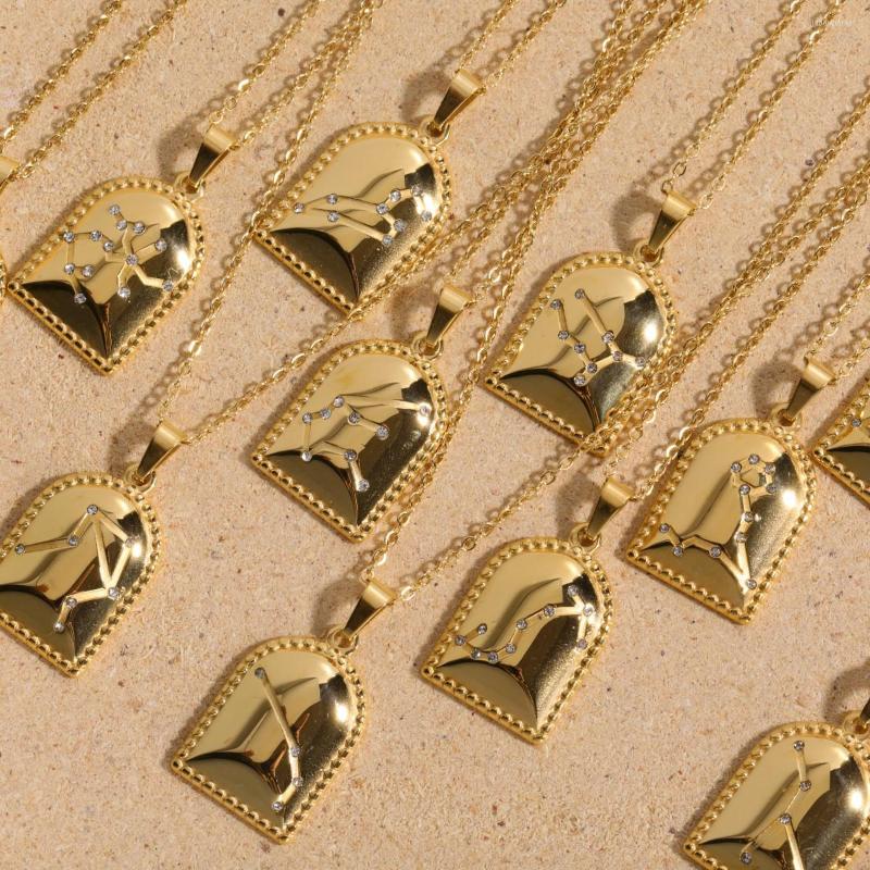 Chains Charm 12 Zodiac Sign Constellation Necklace For Women Stainless Steel Gold Plated Zircon Bell Shaped Pendant Jewelry
Chains Charm 12 Zodiac Sign Constellation Necklace For Women Stainless Steel Gold Plated Zircon Bell Shaped Pendant Jewelry