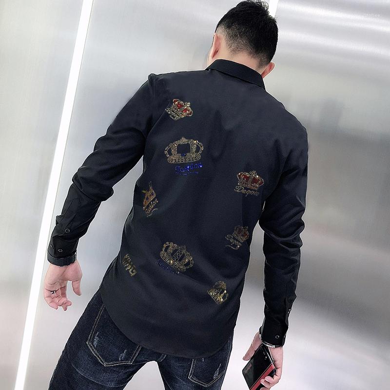 Men's Casual Shirts Business Original Lapel Tops Autumn Men's T-Shirt Long-Sleeved Slim Personality Rhinestone Crown Diamond Overalls, As shown asian size
Men's Casual Shirts Business Original Lapel Tops Autumn Men's T-Shirt Long-Sleeved Slim Personality Rhinestone Crown Diamond Overalls, As shown asian size