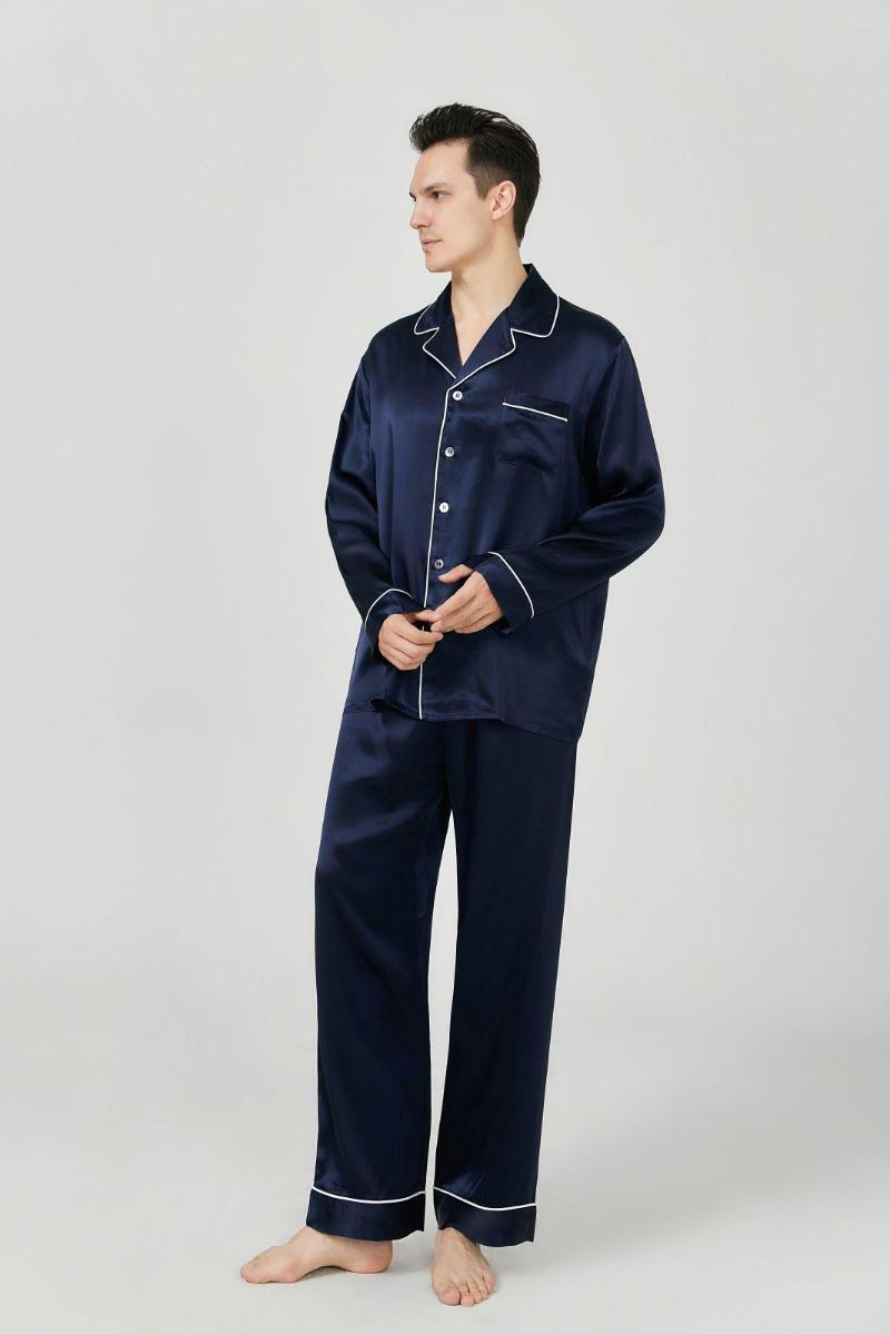 Men's Sleepwear Pure Silk Pajamas For Men Long Sleeve Classic Lapel Collar Contrasting Piping Pjs Luxury Silky Stain Homewear, Black
Men's Sleepwear Pure Silk Pajamas For Men Long Sleeve Classic Lapel Collar Contrasting Piping Pjs Luxury Silky Stain Homewear, Black
