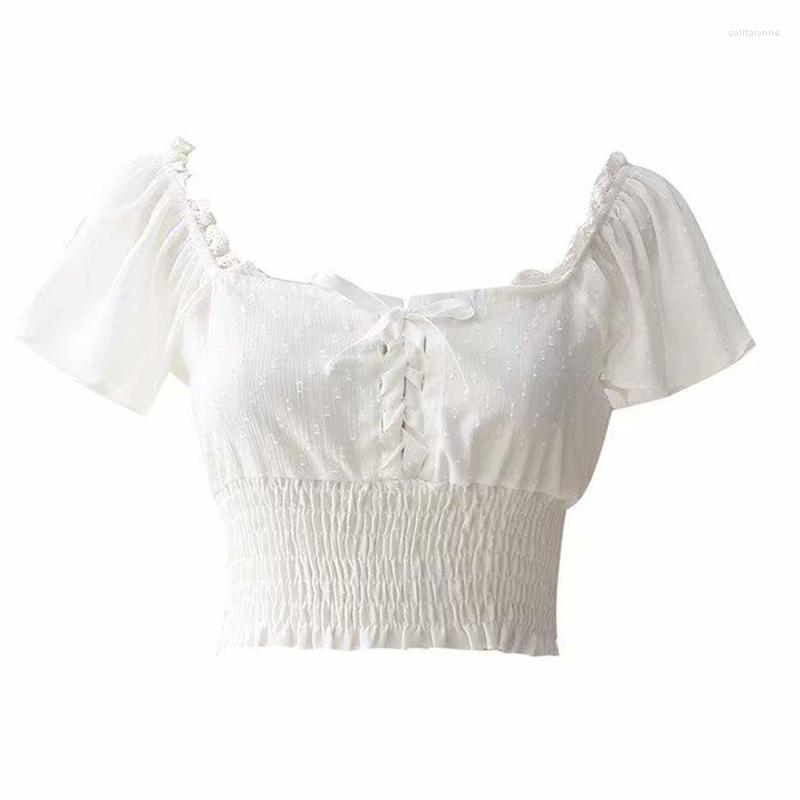 Women's Blouses PERHAPS U Women White Pink Solid Ruffle Short Sleeve Elastic Waist Square Collar Lace-up Shirt Blouse Sweet B0395
Women's Blouses PERHAPS U Women White Pink Solid Ruffle Short Sleeve Elastic Waist Square Collar Lace-up Shirt Blouse Sweet B0395