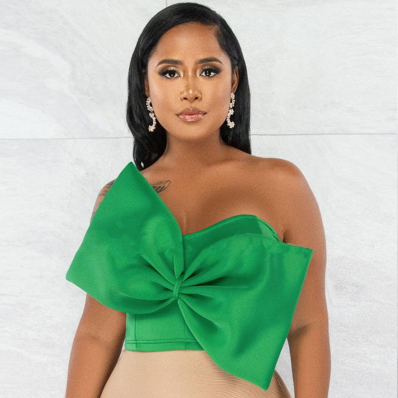 Women' T Shirts 2022 Style Summer Autumn Fashion Temperament Korea Solid Color Sexy Bow Wrapped Chest Women Tops Party Night Club Tee, Green
Women' T Shirts 2022 Style Summer Autumn Fashion Temperament Korea Solid Color Sexy Bow Wrapped Chest Women Tops Party Night Club Tee, Green