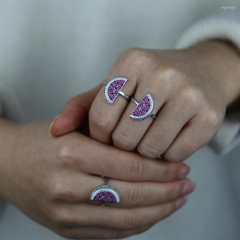 Wedding Rings 2022 Summer Creative Design Silver Color Micro Pave Colorful Rainbow CZ Watermelon Finger For Women's Cute Fruit Ring
Wedding Rings 2022 Summer Creative Design Silver Color Micro Pave Colorful Rainbow CZ Watermelon Finger For Women's Cute Fruit Ring