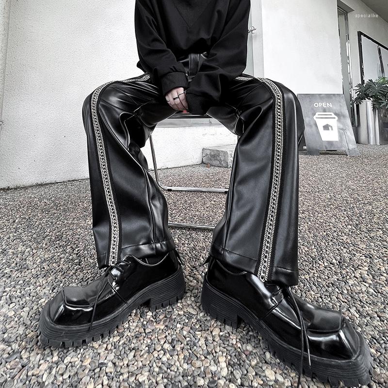 Men's Pants Personality PU Leather Niche Men Straight Trousers Fashionable Casual 2023 Contrast Color Darkwear Highstreet 2A6201, Black
Men's Pants Personality PU Leather Niche Men Straight Trousers Fashionable Casual 2023 Contrast Color Darkwear Highstreet 2A6201, Black
