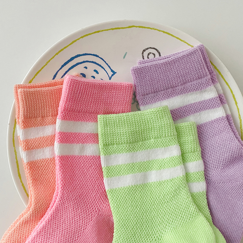 Leggings Tights 4 Pairs Lot Kids Knee High Socks Children Toddler Girls Boy Summer Cotton Mesh Cute For School Long Sock Kawaii Baby Accessories 22120