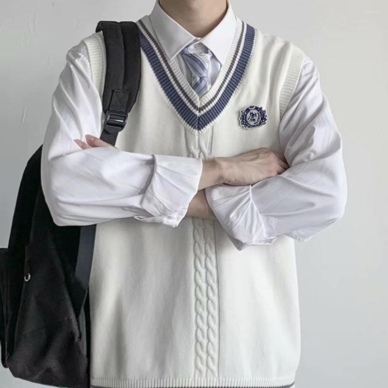 Men's Vests Uniform Pullover Vest Sleeveless Breathable Warm School Boys Sweater Knitting Streetwear, White
Men's Vests Uniform Pullover Vest Sleeveless Breathable Warm School Boys Sweater Knitting Streetwear, White