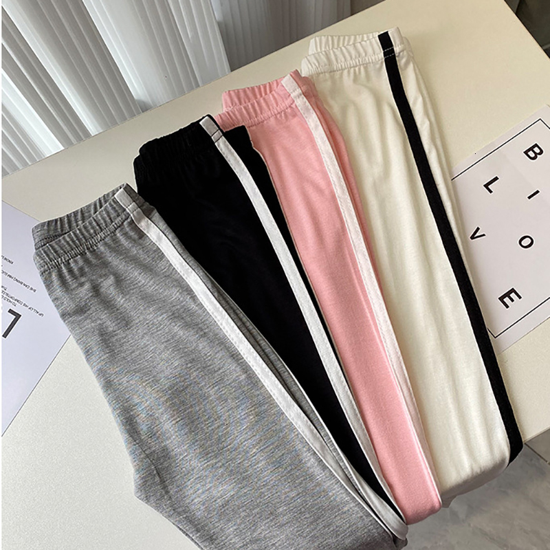 Leggings Tights 2 16 Years Pure Color Stripes For Girls Kids Teeagers Trousers Children Clothes Modal Black Pencil Pants 221203