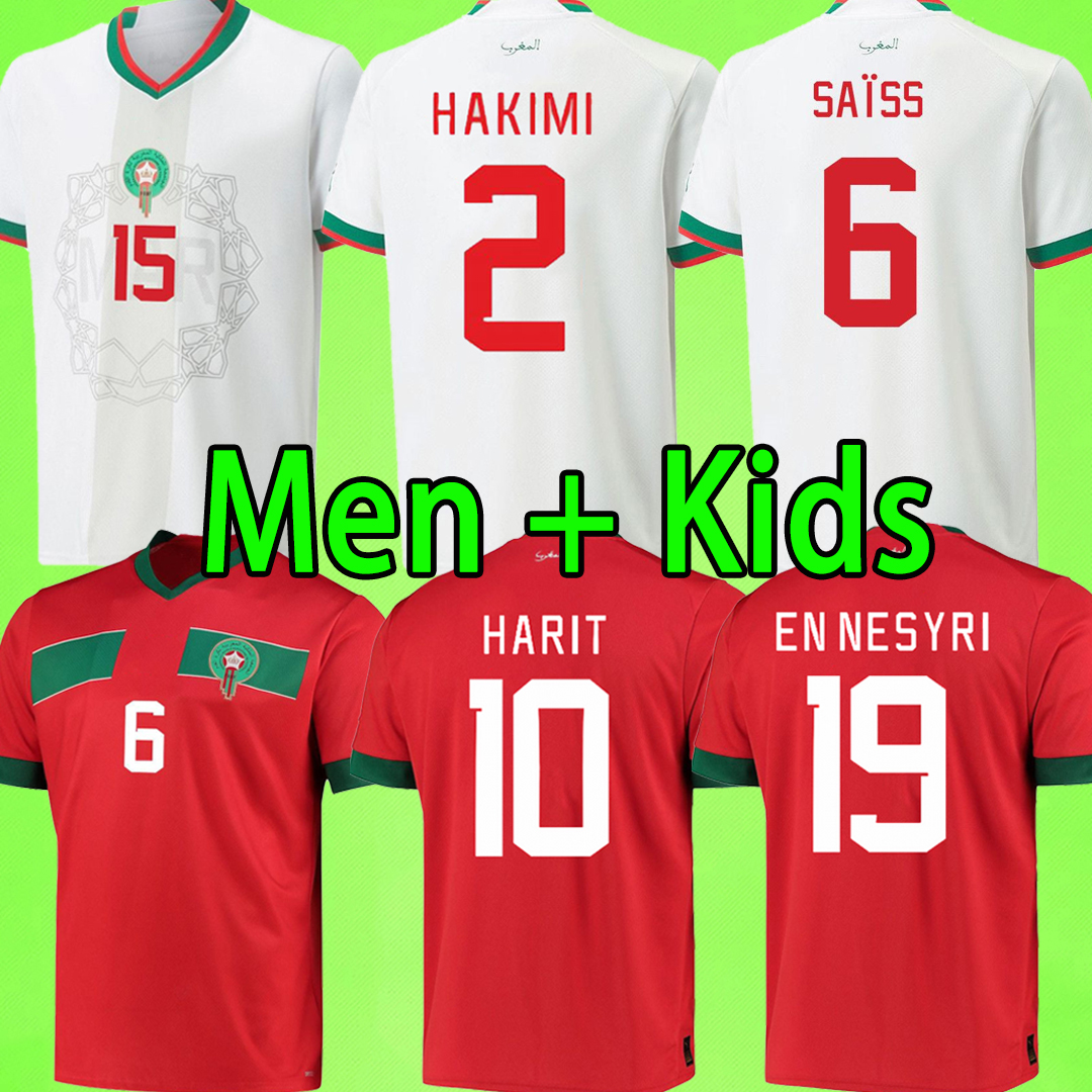 2022 Morocco soccer jerseys Men Kids kit HAKIMI MAZRAOUI AMRABAT AGUERD ZIYECH BOUFAL ZAROURY SAISS 22 23 football shirts 2023 EN-NESYRI uniforms home away red white, 2022 kids kit
2022 Morocco soccer jerseys Men Kids kit HAKIMI MAZRAOUI AMRABAT AGUERD ZIYECH BOUFAL ZAROURY SAISS 22 23 football shirts 2023 EN-NESYRI uniforms home away red white, 2022 kids kit