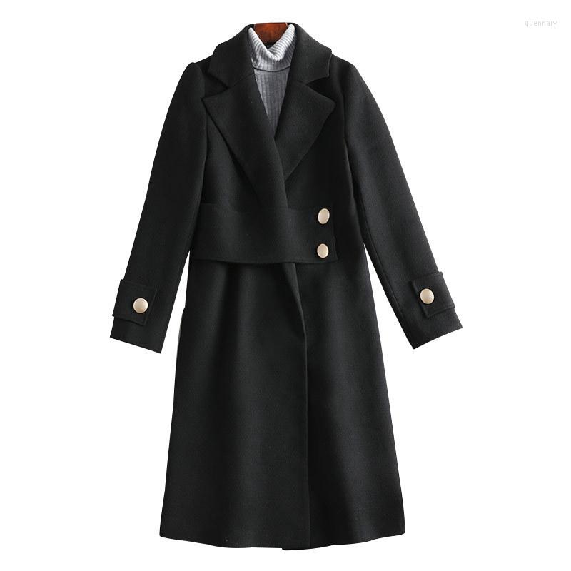 Women's Wool Fashion Design Black Woolen Coat Autumn Winter Blended Jacket Mid-Length Single Breasted Elegant Female Casual Outerwear
Women's Wool Fashion Design Black Woolen Coat Autumn Winter Blended Jacket Mid-Length Single Breasted Elegant Female Casual Outerwear