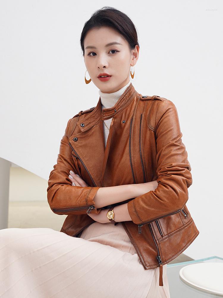 Women's Leather Coat Women's Short Style Spring And Autumn 2022 Haining Sheep Skin Motorcycle Suit Slim Jacket, Agate yellow
Women's Leather Coat Women's Short Style Spring And Autumn 2022 Haining Sheep Skin Motorcycle Suit Slim Jacket, Agate yellow