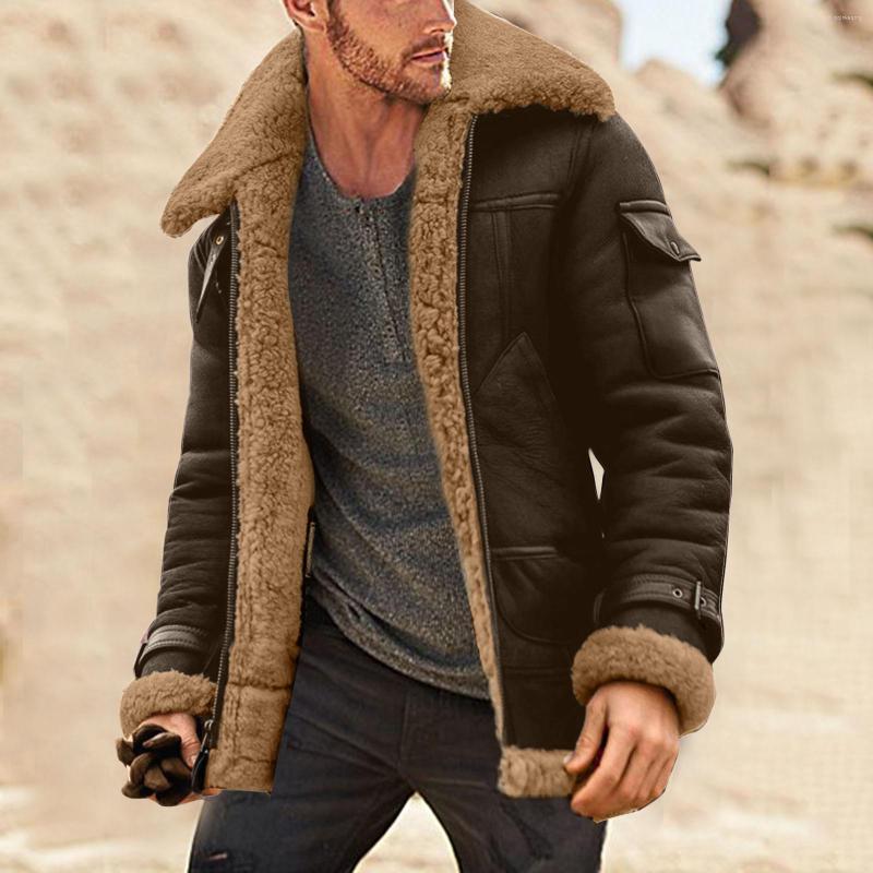 Men's Jackets Men Winter Coat Lapel Collar Long Sleeve Padded Leather Jacket Vintage Thicken Sheepskin Windbreaker, Brown
Men's Jackets Men Winter Coat Lapel Collar Long Sleeve Padded Leather Jacket Vintage Thicken Sheepskin Windbreaker, Brown