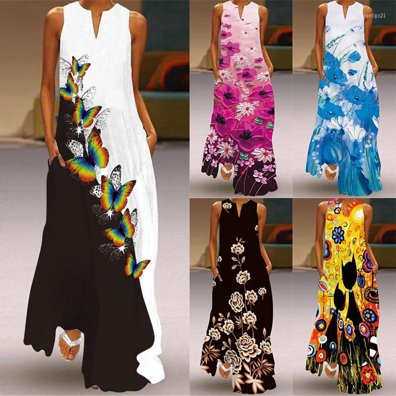 Casual Dresses Summer Sleeveless High Waist Loose Big Swing Ankle-Length Fashion Printed Dress Ladies Elegant Sexy V-Neck Long, No2
Casual Dresses Summer Sleeveless High Waist Loose Big Swing Ankle-Length Fashion Printed Dress Ladies Elegant Sexy V-Neck Long, No2