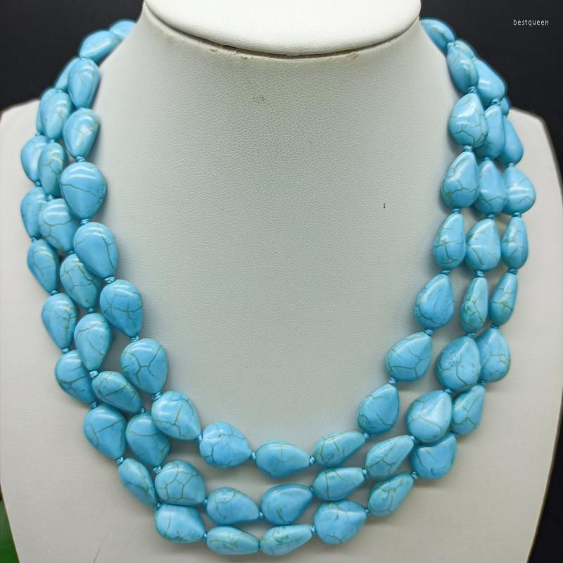 Chains 3 Rows Exquisite Blue 12x15mm Turquoise Drop-shaped Fashion Necklace 18-20 Inch High-end Women's Jewelry
Chains 3 Rows Exquisite Blue 12x15mm Turquoise Drop-shaped Fashion Necklace 18-20 Inch High-end Women's Jewelry
