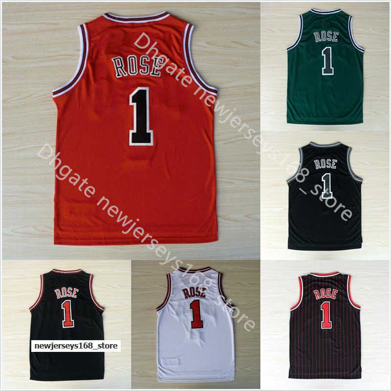 Jersey Mens Stitched 1 Derrick Rose Jersey Embroidery Basketball Black Red White Green Men Jerseys Size S-2XL